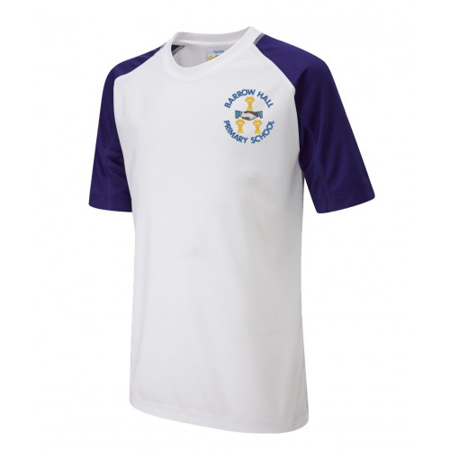 Barrow Hall School PE T-Shirt Royal/White Size 22/24"