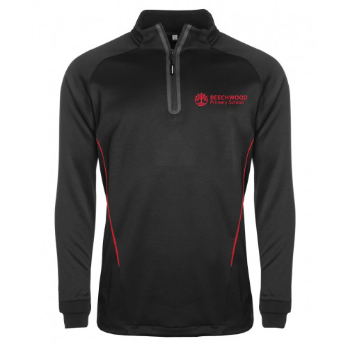 Beechwood Primary PE 1/4 Zip Tracksuit Top Black/Red Size 22/24"