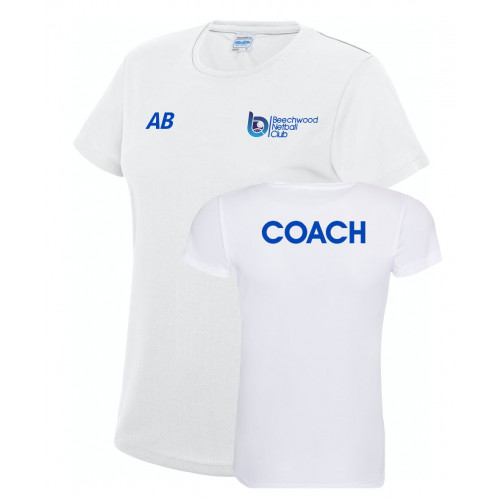 Beechwood Netball Coaches Ladies R/Neck T-Shirt White Size X Small