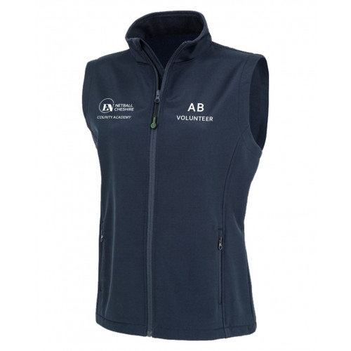 Cheshire County Netball Ladies Softshell Bodywarmer Navy Size XS (8)