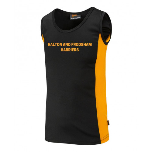 Halton And Frodsham Harriers Vest Black/Amber Size 26/28"