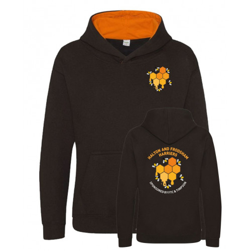 Halton And Frodsham Harriers Hoodie Black/Orange Age 3/4