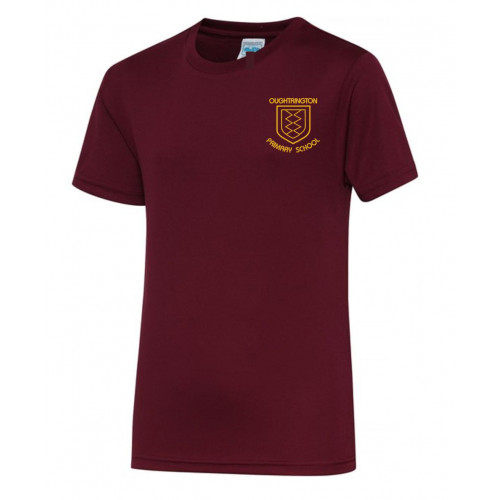 Oughtrington School PE T-Shirt Burgundy Size 24" (Age 3/4)