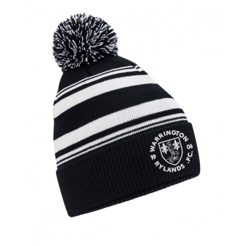 Warrington Rylands FC Striped Bobble Hat Black/White