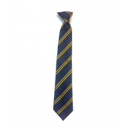 St Gregs Lower School Clip On Tie Navy/Gold Double Stripe