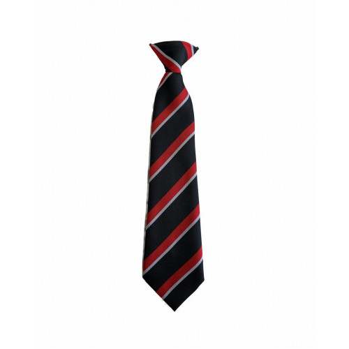 Stockton Heath School Tie - Black/Red/Silver - Clip On
