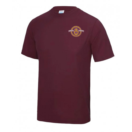 St Paul of the Cross School PE T-Shirt Burgundy Age 3/4