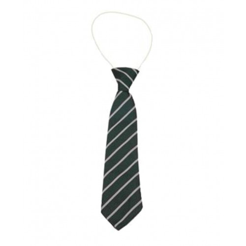 Trinity School Tie Green/White - Elastic 10"