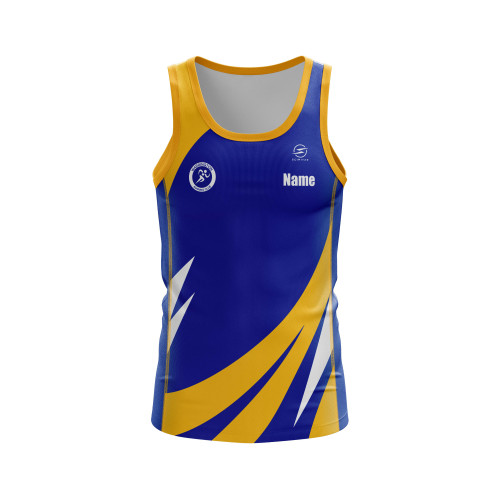 Warrington Running Club Ladies Deluxe Sublimated Vest Royal/Yellow Size XS