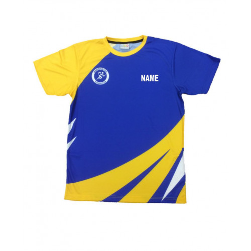 Warrington Running Club Unisex Sublimated T-Shirt Royal/Yellow Size 2XS