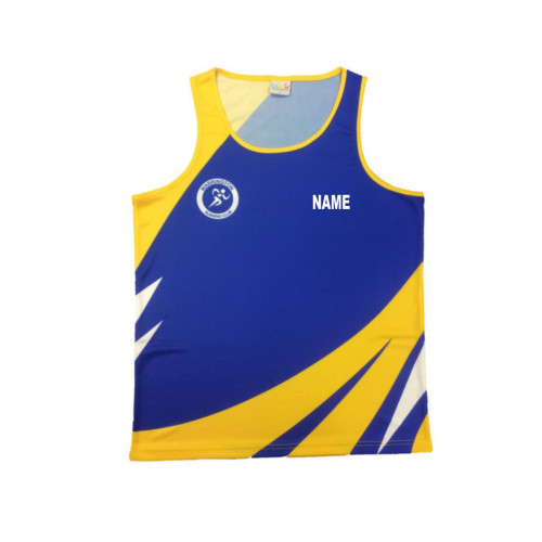 Warrington Running Club Unisex Sublimated Vest Royal/Yellow Size XS