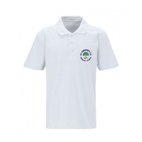 St Andrews Boothstown School Polo Shirt White Size 3/4 (24")